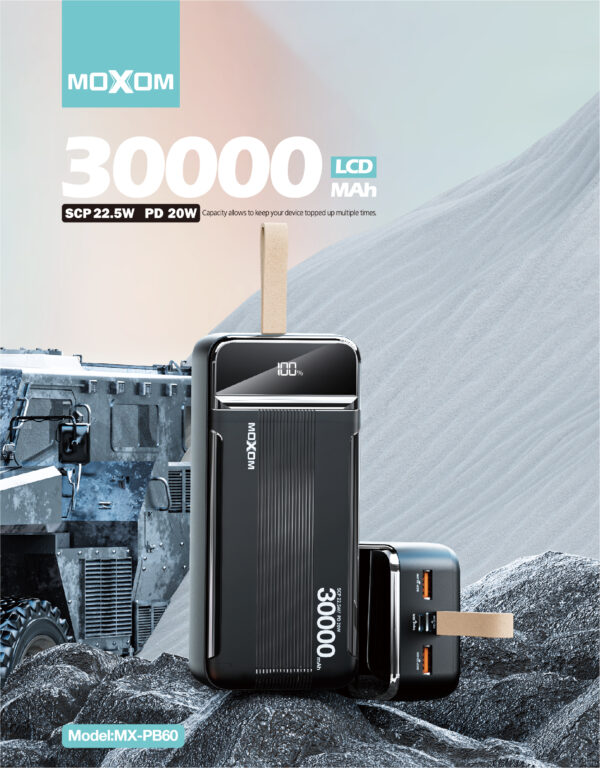 Moxom MX-PB60 30000mAh Power Bank with LCD Display